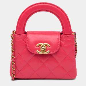 Chanel Pink Nano Aged Calfskin Kelly Mini Shopper Bag