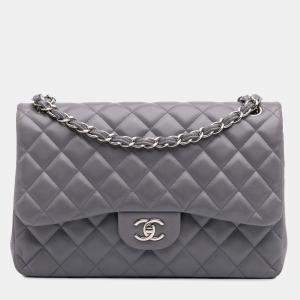 Chanel Purple Jumbo Classic Lambskin Double Flap