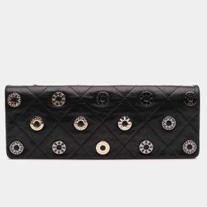 Chanel Black Quilted Calfskin Star Attitude Grommet Fold Over Clutch