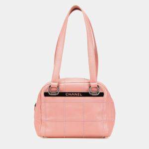 Chanel Pink Choco Bar Caviar Shoulder Bag