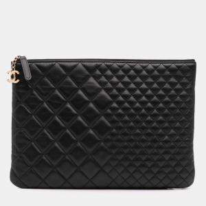 Chanel Black Medium Bi Quilted Lambskin Cosmetic Case