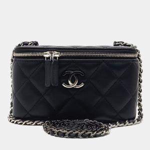 Chanel Black Leather Lambskin Vanity Crossbody Bag