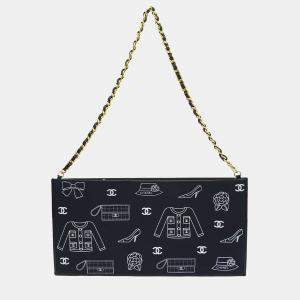 Chanel Black Canvas Icon Chain Handbag