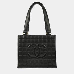 Pre Owned Chanel Black Lambskin Choco Bar Shoulder Bag