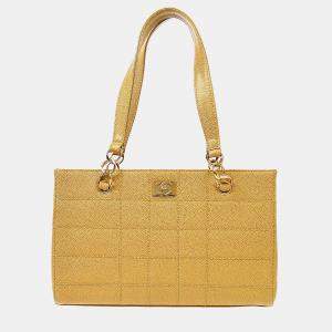 Chanel Beige Calfskin Wild Stitch Choco Bar Chain Tote Bag