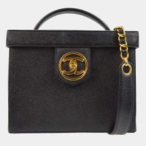 Chanel Black Calfskin Vanity Handbag 