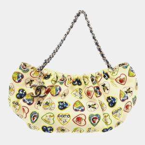 Chanel White Canvas Valentine Chain Handbag