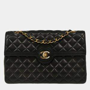 Chanel Black Lambskin Paris Shoulder Bag
