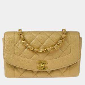 Chanel Beige Calfskin Small Diana Shoulder Bag