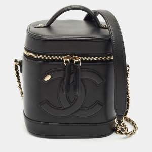 Pre Owned Chanel Black Leather CC Mania Vanity Bag