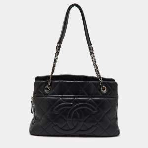 Chanel Black Quilted Caviar Soft Leather Medium Timeless Shopping Tote