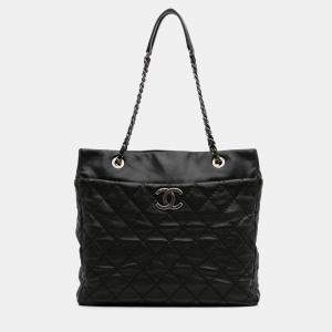 Chanel Black Large Quilted Calfskin Stitch It Tote