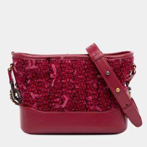 Pre Owned Chanel Red Small Tweed Gabrielle Crossbody