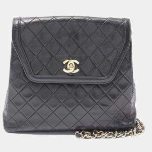 Chanel Black Matelasse Lambskin Chain Shoulder Bag 