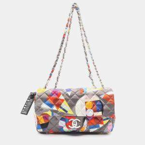 Chanel Gray Multicolor Nylon Chain Shoulder Bag