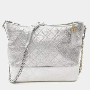 Chanel Silver Leather Gabrielle De Chanel Chain Crossbody Bag