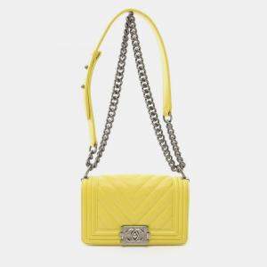 Chanel Yellow Lambskin Small Leather Boy Chanel Shoulder Bag