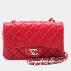Chanel Red Lambskin Leather Mini Classic Flap Bag