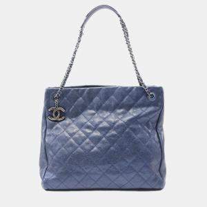 Chanel Blue Leather Classic Tote Bag