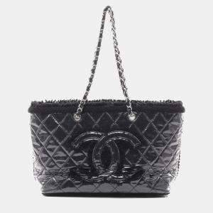 Chanel Black Tweed Funny Chain Tote Bag