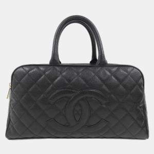 Chanel Black Leather Boston Bag