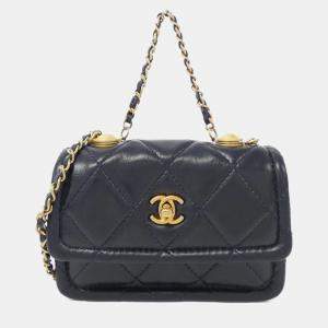 Chanel Navy Chain Clutch Bag