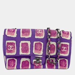 Chanel Shoulder Bag Nylon Canvas Purple