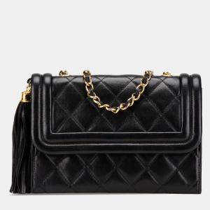 Chanel Black Mini Quilted Lambskin Tassel Flap Crossbody