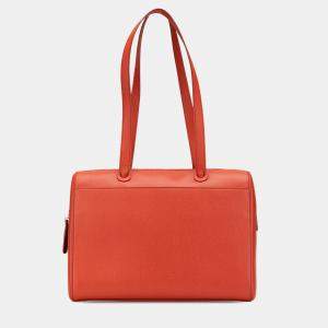 Chanel Orange Grained Calfskin Tote