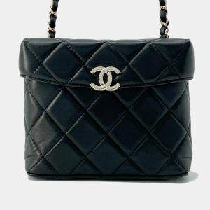 Chanel Matelasse Vanity Chain shoulder Bag Black Lambskin