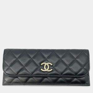 Chanel Matelasse Clutch Bag Black Lambskin
