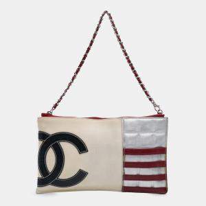 Chanel Multicolor CC Canvas and Metallic Lambskin Flag Pochette