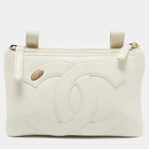 Chanel White Leather CC Mania Waist Bag