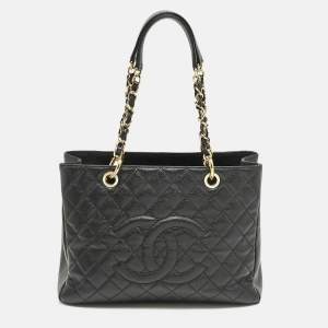 Chanel Black Quilted Caviar Leather GST Tote