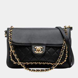 Chanel Black Small Quilted Lambskin CC Unchained Flap
