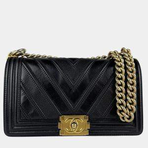 Chanel Black Leather Boy Shoulder Bag 