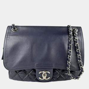 Chanel Navy Leather Paris-Byzance In The Mix Flap Bag 