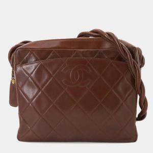 Chanel Brown Matelasse Leather Shoulder Bag