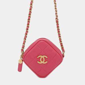 Chanel Pink Matelasse Lambskin Coco Mark Chain Shoulder Bag