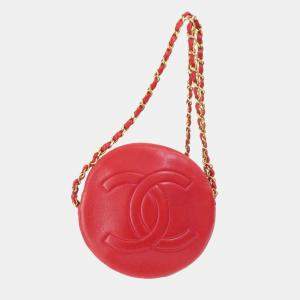 Chanel Red Lambskin Leather Coco Mark Shoulder Bag