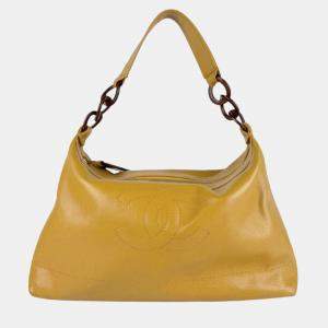 Chanel Beige Caviar Skin Leather Hobo Bag