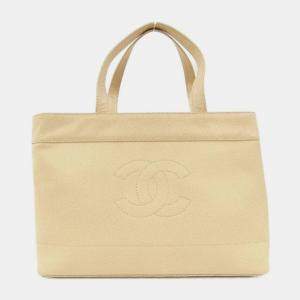 Chanel Beige Caviar Leather Handbag