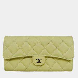  Chanel Matelasse Caviar Leather Long Classic Flap Coco Mark Wallet