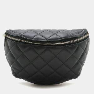 Chanel Black Matelasse Lambskin Leather Body Waist Pouch Belt Bag

