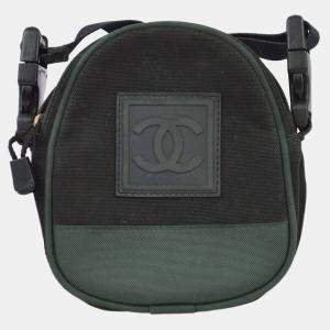 Chanel Black Green Nylon Sport Line Crossbody Bag