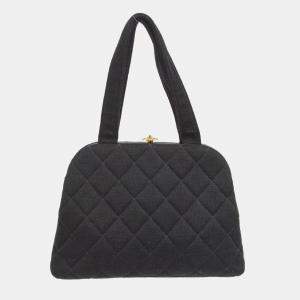 Chanel Black Quilted Cotton Handbag