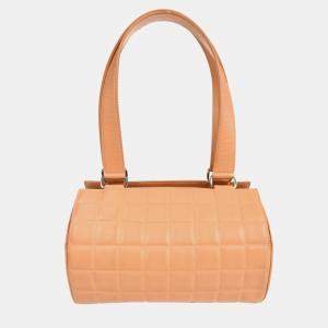 Chanel Pink Lambskin Choco Bar Cylindrical Handbag