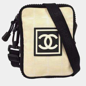 Chanel Beige/Black Nylon Travel Sport Line Shoulder Bag