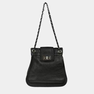 Pre Owned Chanel Black Calfskin Mademoiselle Lock Chain Shoulder Bag