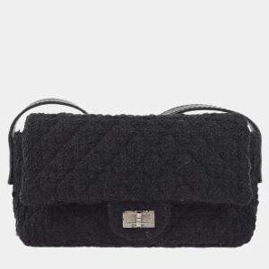 Pre Owned Chanel Black Tweed Mademoiselle Lock Shoulder Bag
